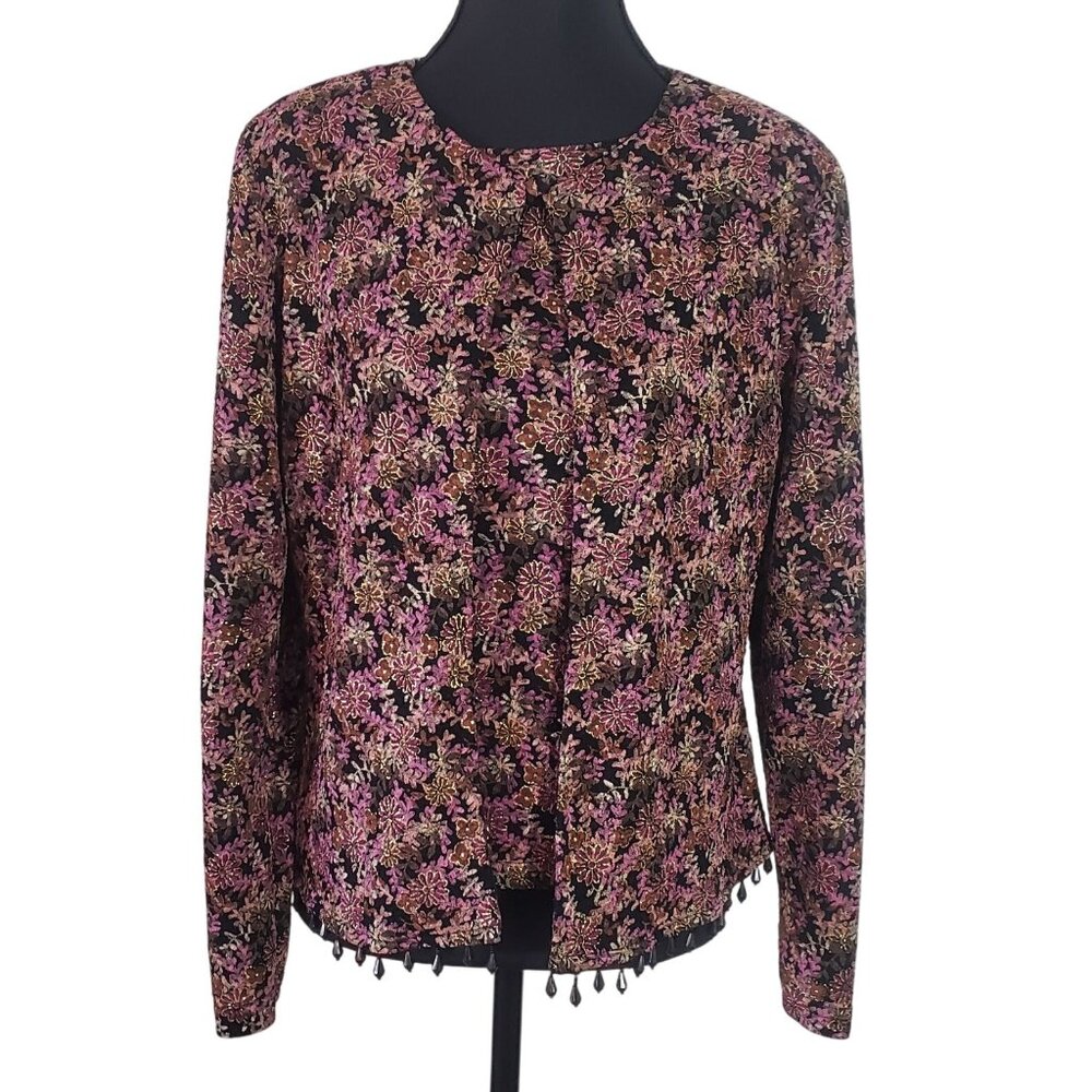 Metaphor 90s Womens Floral‎ Beaded Top Set Size M Nature Fairy Whimsical Boho